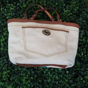 Coach signature denim market striped tote